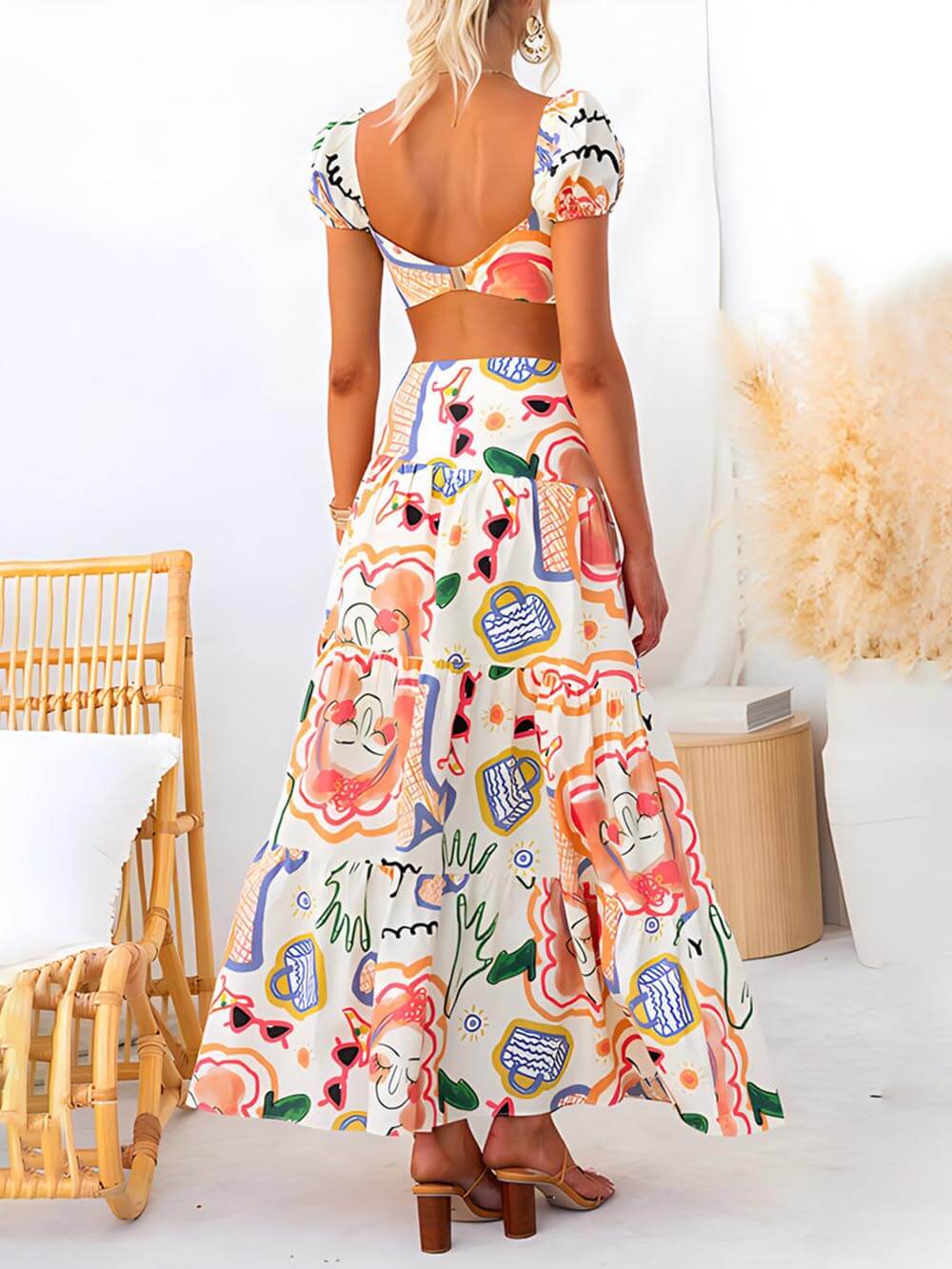 Wrap Summer Skirt And Printed Top Two-Piece Suit Olympus London