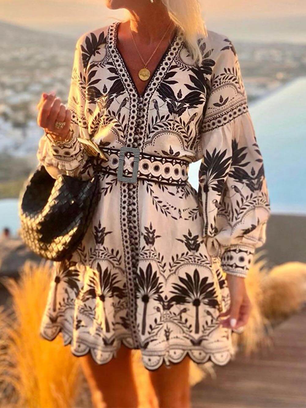 Fashion Printed Beach Loose Mini Dress Olympus London