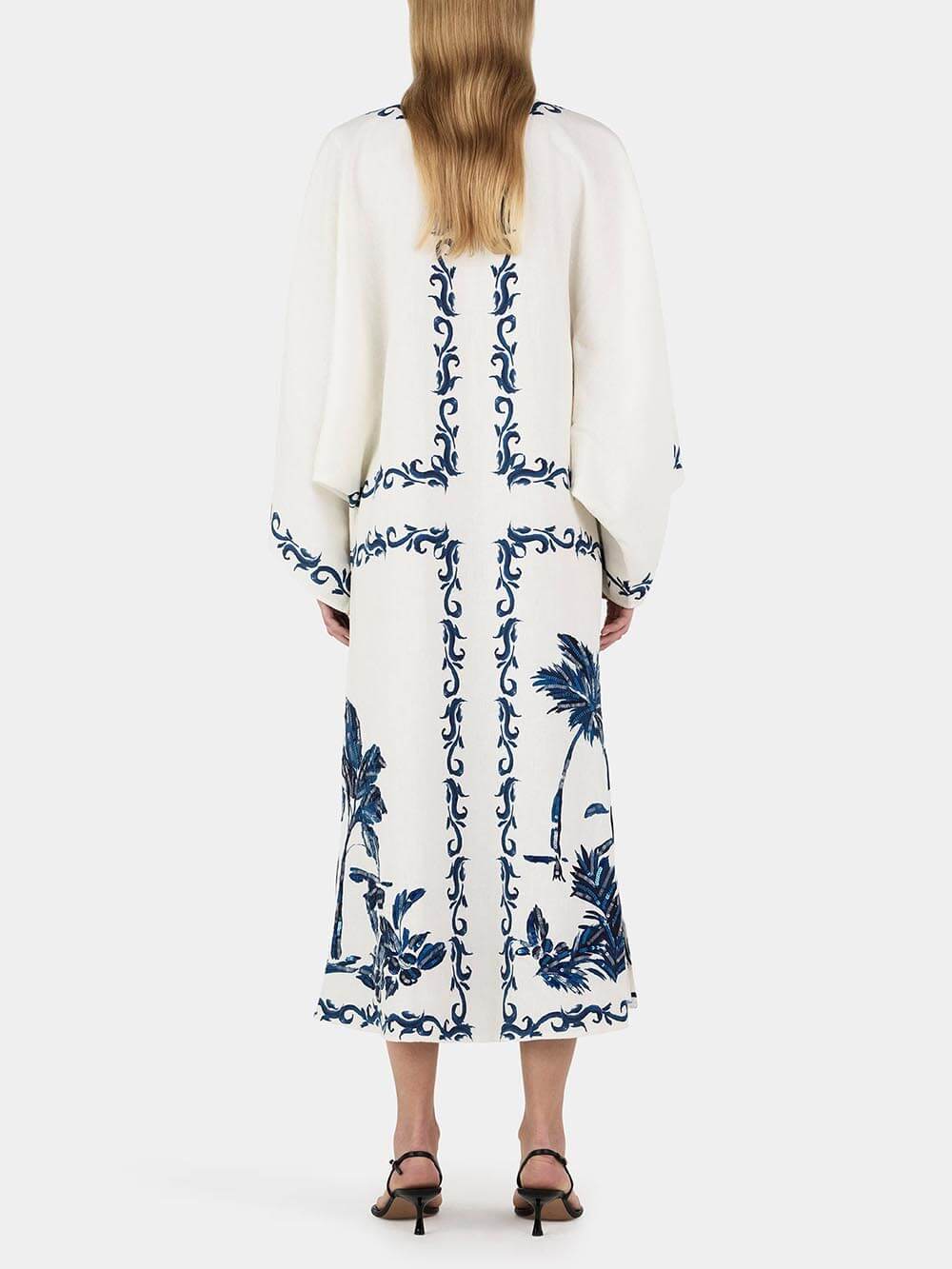 Vintage Hawaiian Print Sequined Oversized Loose Midi Dress Olympus London