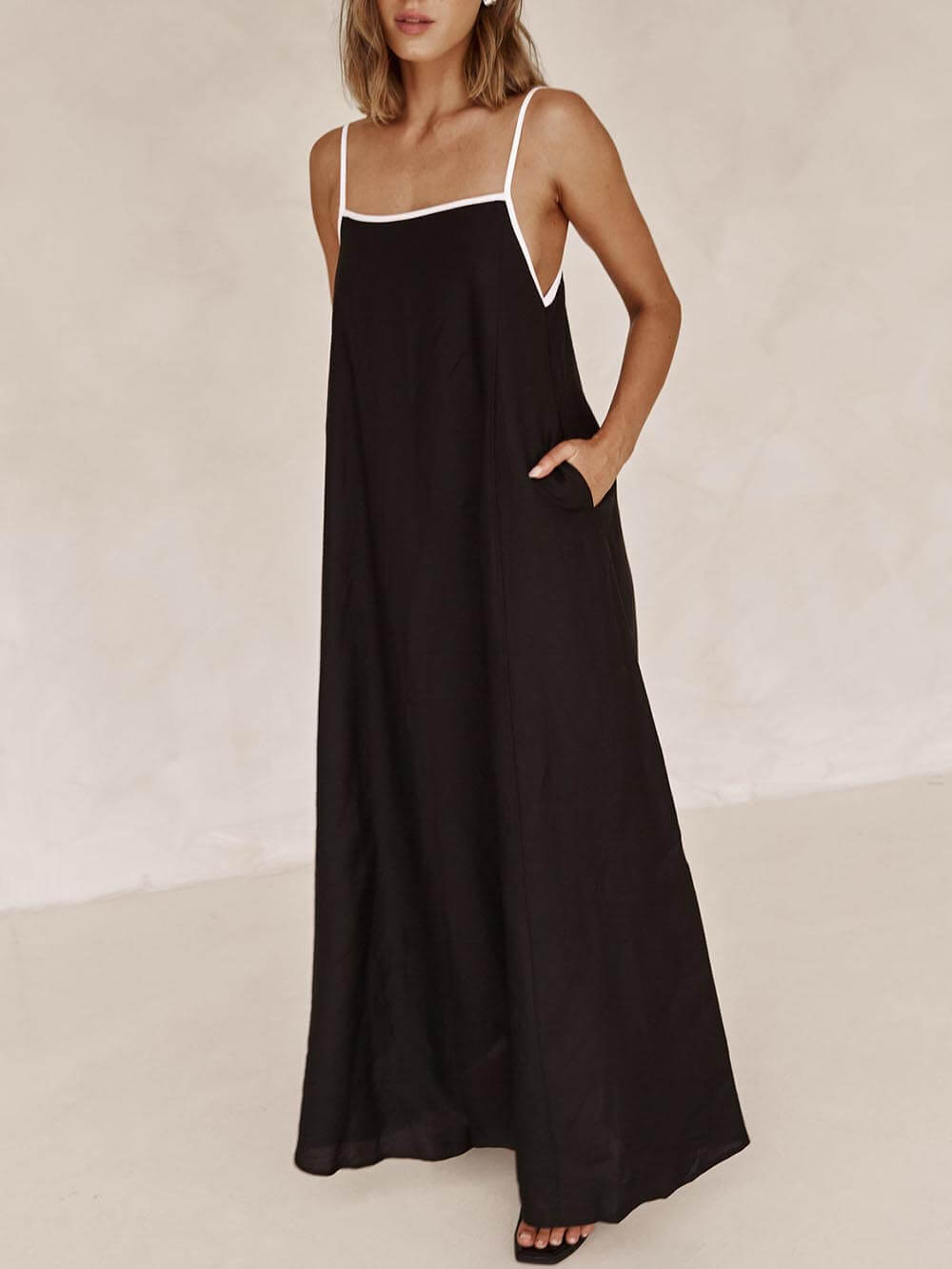 A-line Summer Vibe Contrasting Suspender Dress Olympus London