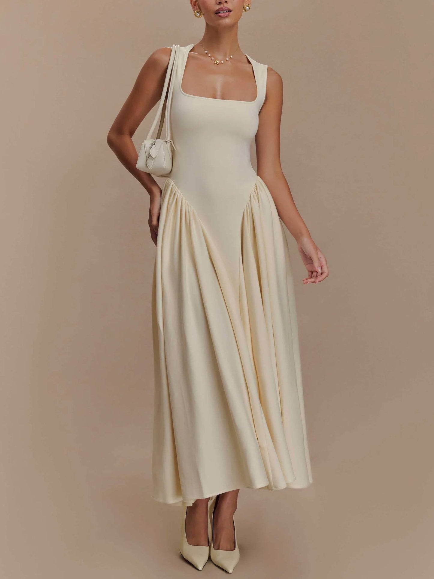 Minimalist Retro Square Neck Dress Olympus London