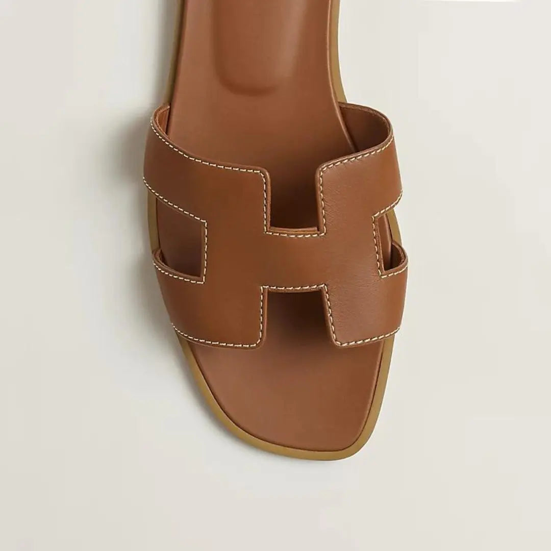 Leather Flat Sandals with Cut Out Strap BULLCAPTAIN