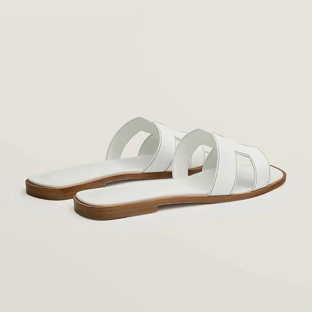 Leather Flat Sandals with Cut Out Strap BULLCAPTAIN