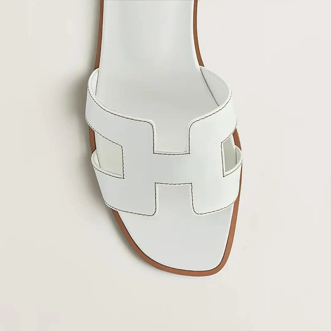 Leather Flat Sandals with Cut Out Strap BULLCAPTAIN