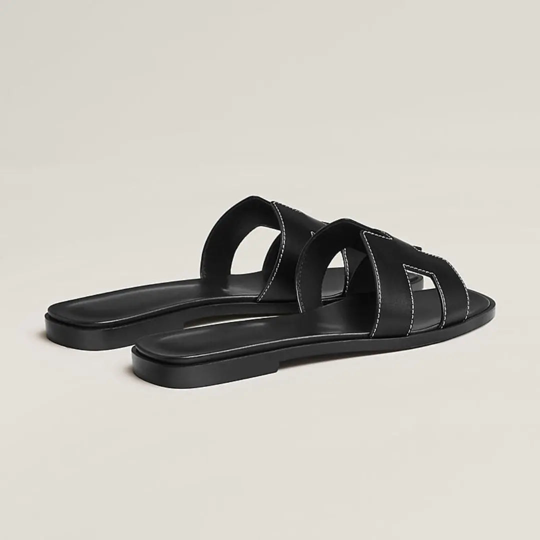 Leather Flat Sandals with Cut Out Strap BULLCAPTAIN
