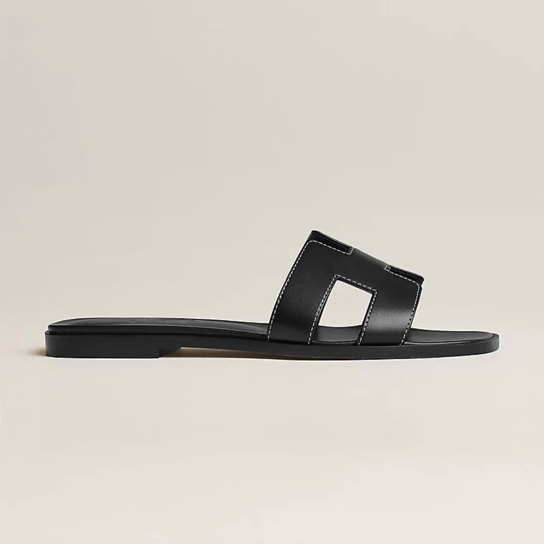 Leather Flat Sandals with Cut Out Strap BULLCAPTAIN