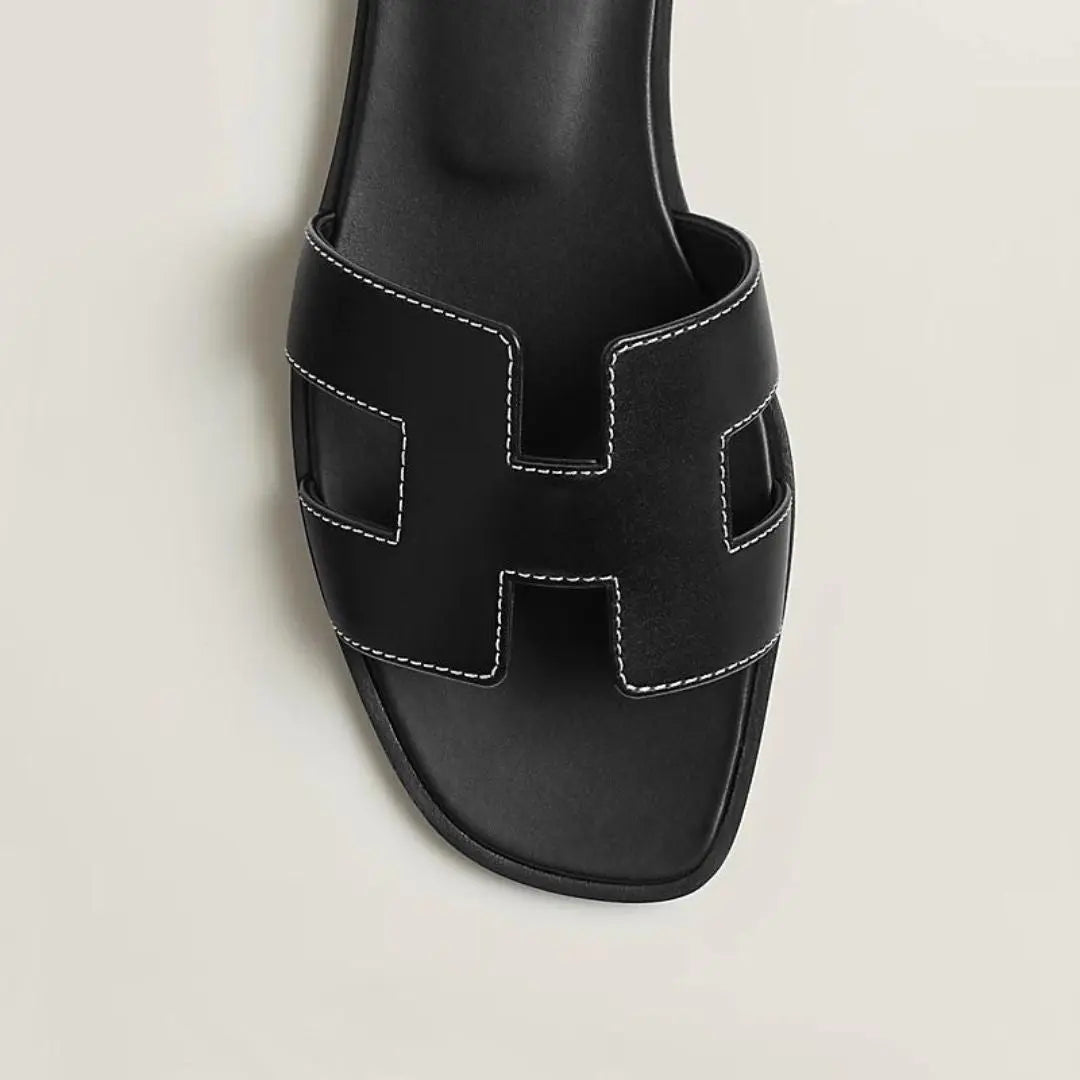Leather Flat Sandals with Cut Out Strap BULLCAPTAIN