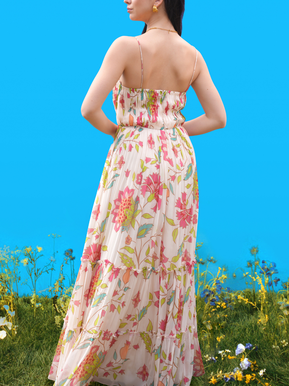 Hand-Drawn Prints Striking Tube Maxi Dress Olympus London