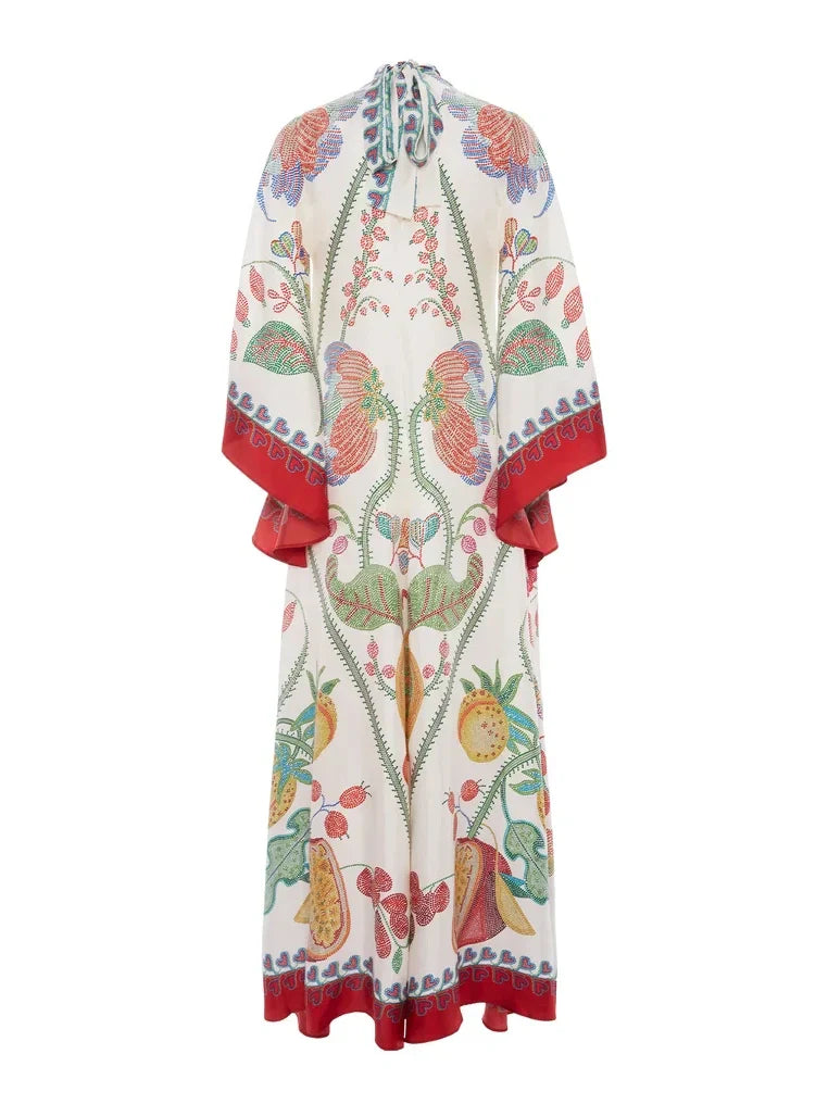 Hand-Placed Ebony Print Maxi Dress Olympus London