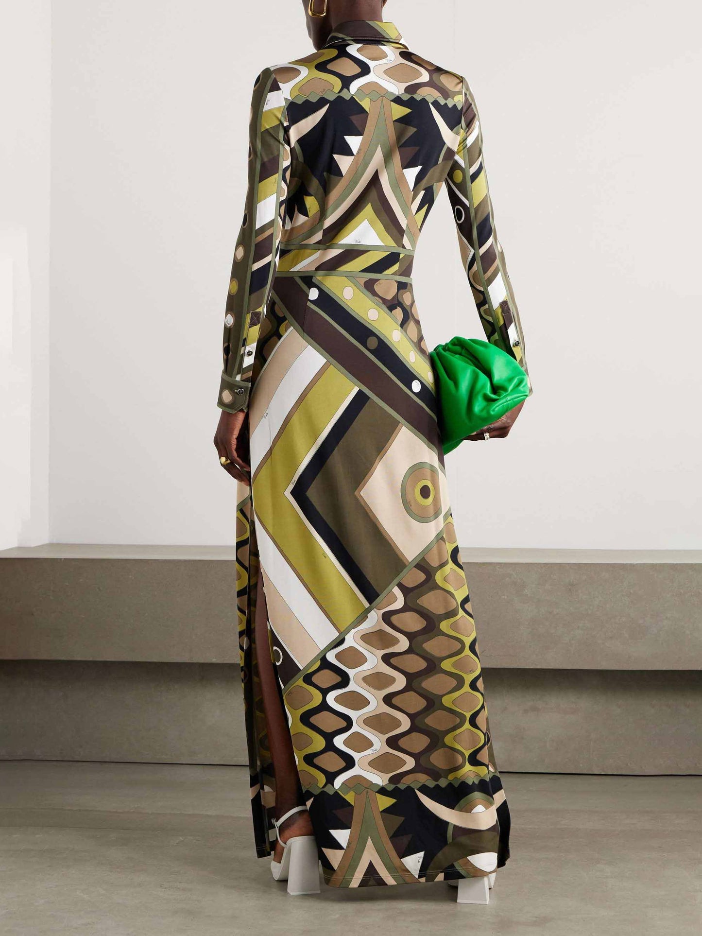 Retro Personality Abstract Print Long Sleeve Maxi Dress Olympus London