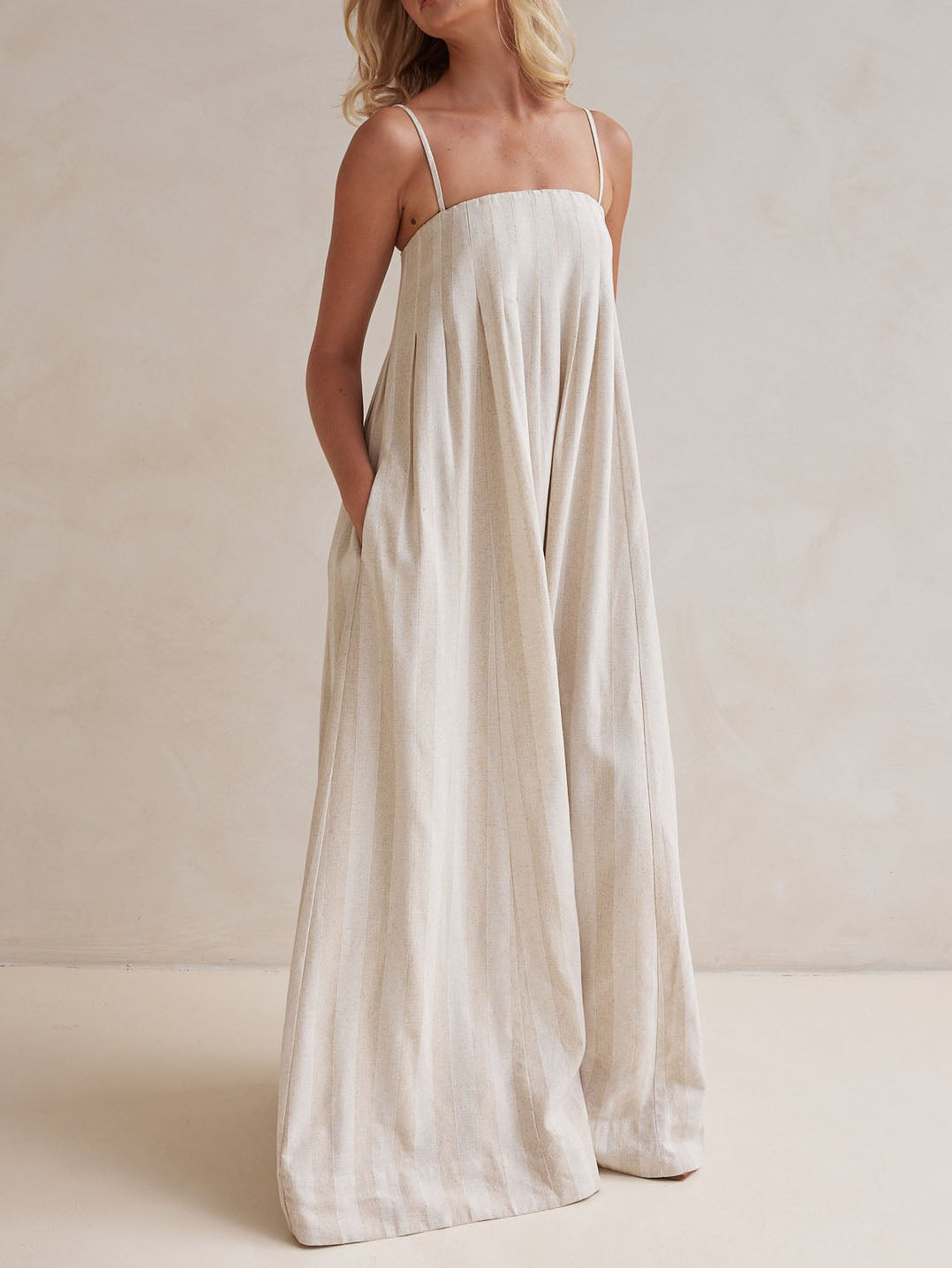 Casual Fashion Halter Neck Striped Maxi Dress Olympus London