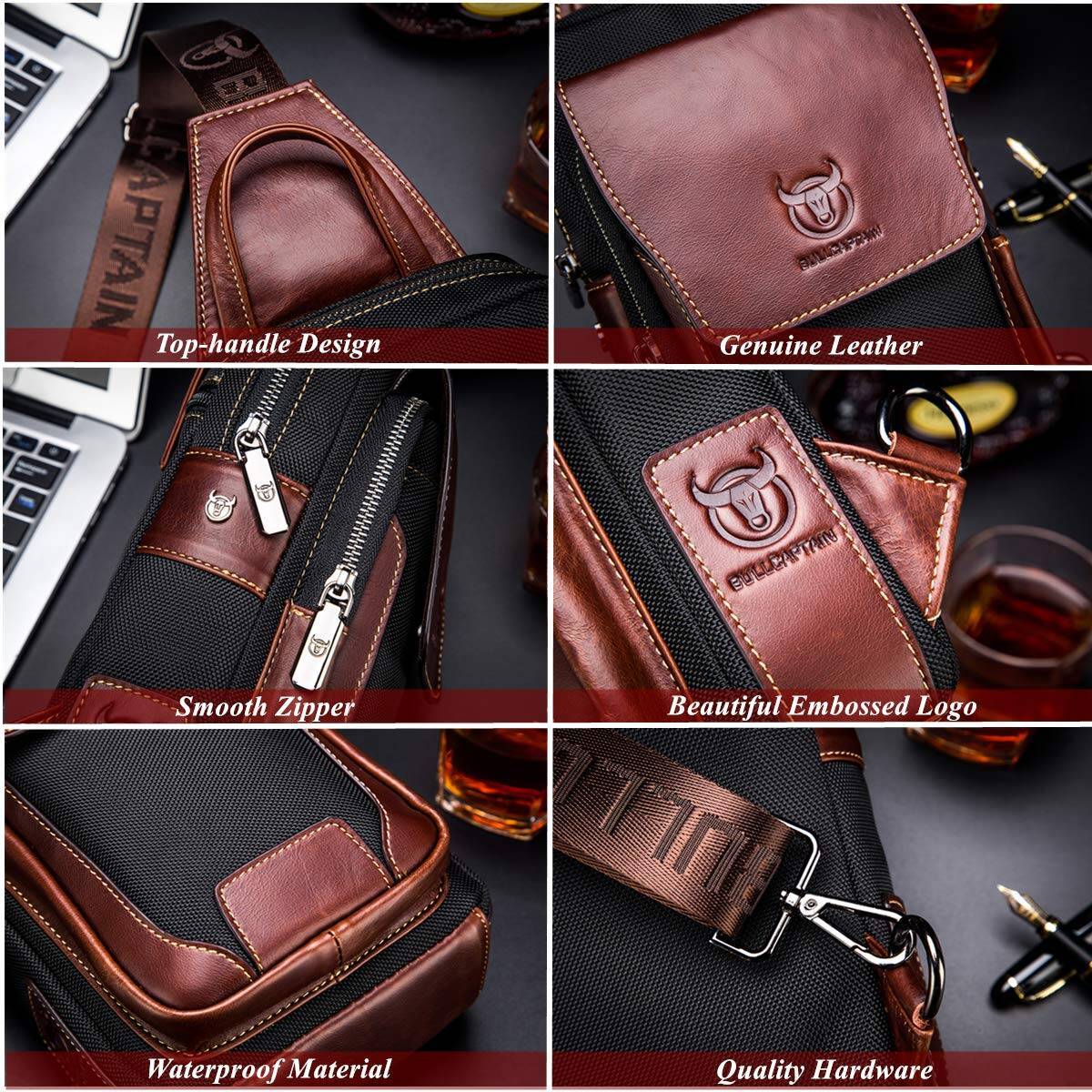 Leather Sling Bag Men Crossbody Chest Bags