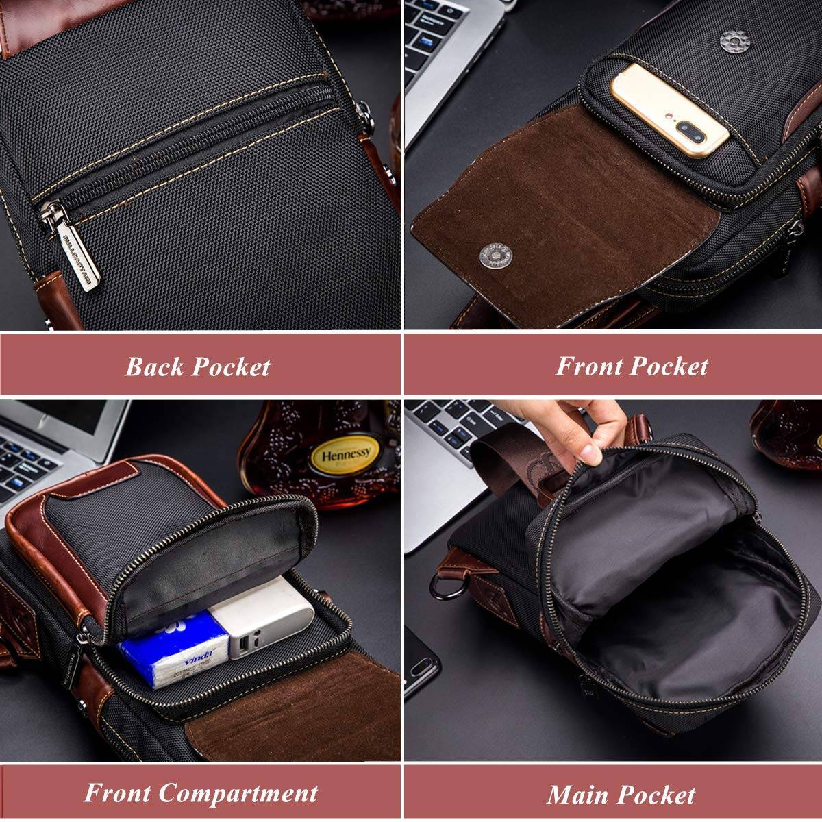 Leather Sling Bag Men Crossbody Chest Bags