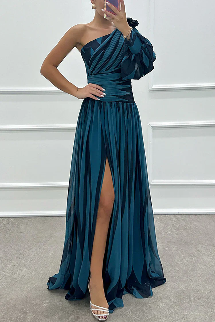 Bonnie™ | Elegant Striped One Shoulder Maxi Dress 8