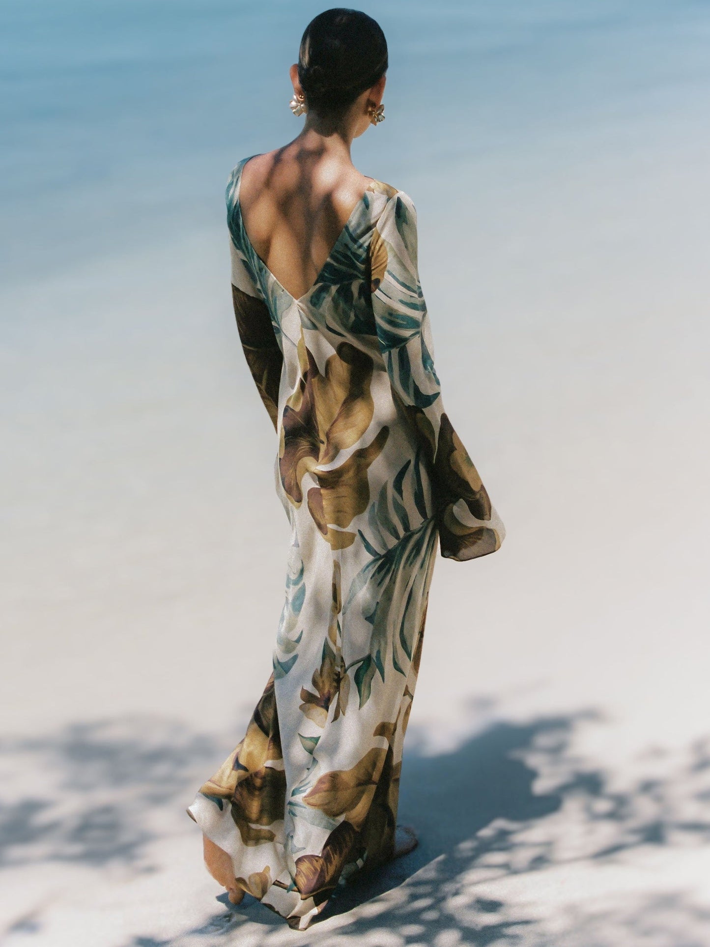 Hand—Drawn Botanical Motifs Maxi Dress Olympus London