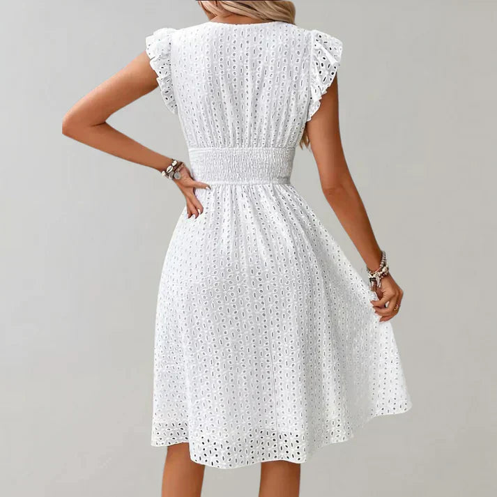 Siri women's flutter sleeves midi dress