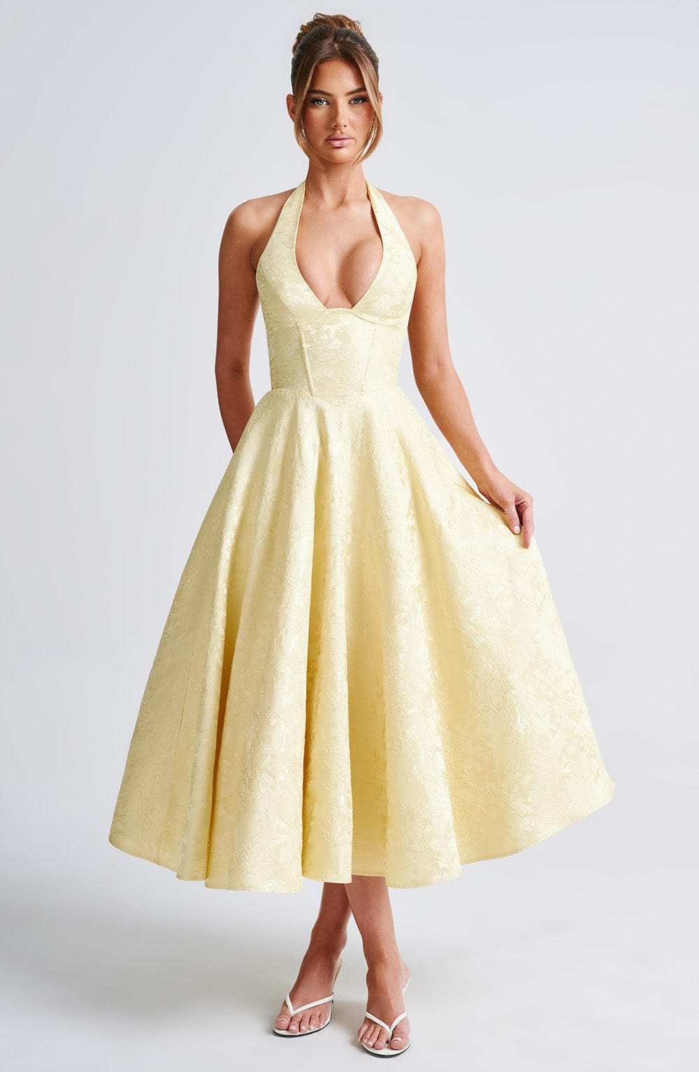 Clara | Women Wedding Guest Halter Midi Dress 9