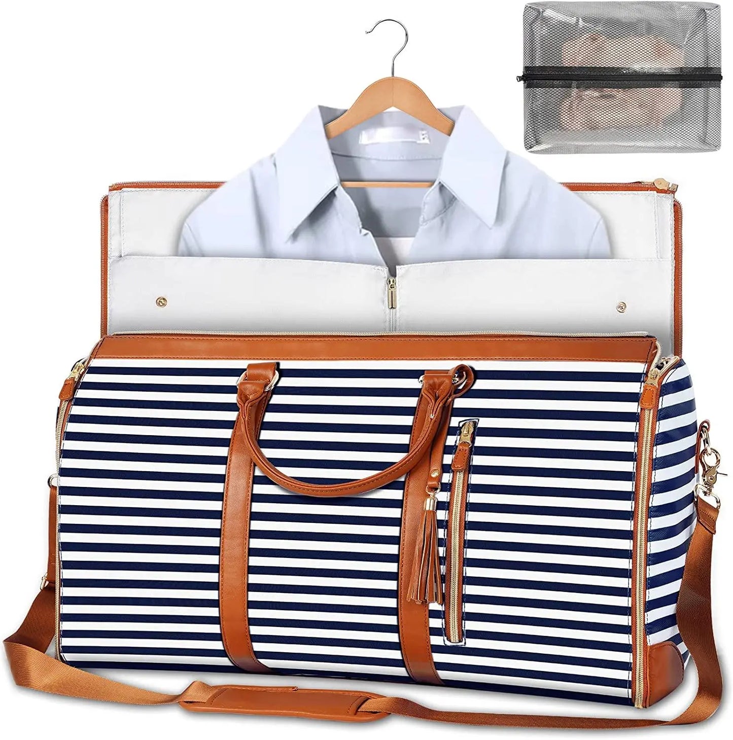 Travel Garment Bag – Foldable PU Leather Suit Carrier for Wrinkle-Free & Stylish Travel BULLCAPTAIN