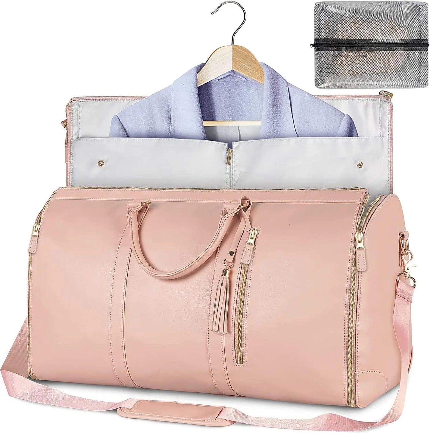 Travel Garment Bag – Foldable PU Leather Suit Carrier for Wrinkle-Free & Stylish Travel BULLCAPTAIN