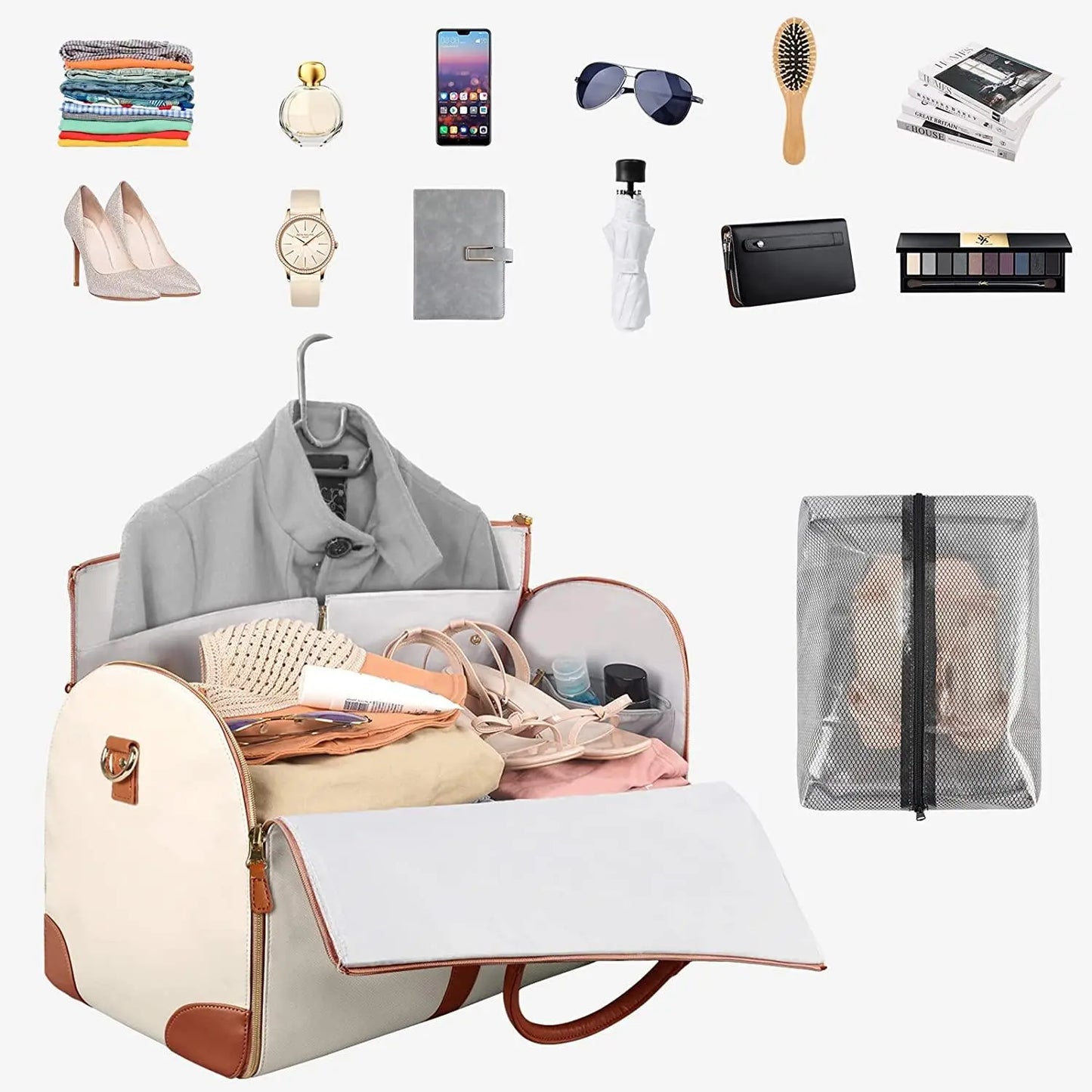 Travel Garment Bag – Foldable PU Leather Suit Carrier for Wrinkle-Free & Stylish Travel BULLCAPTAIN