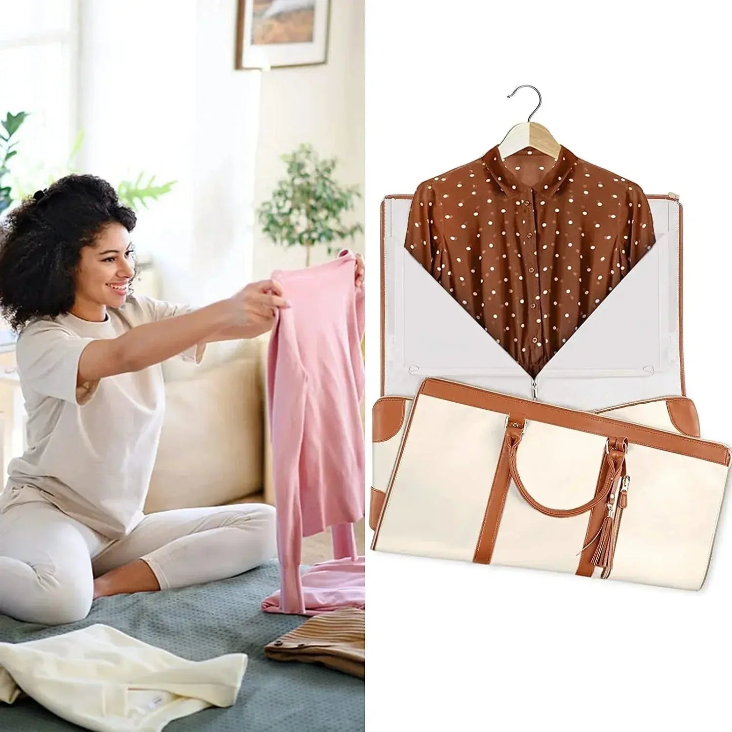 Travel Garment Bag – Foldable PU Leather Suit Carrier for Wrinkle-Free & Stylish Travel BULLCAPTAIN