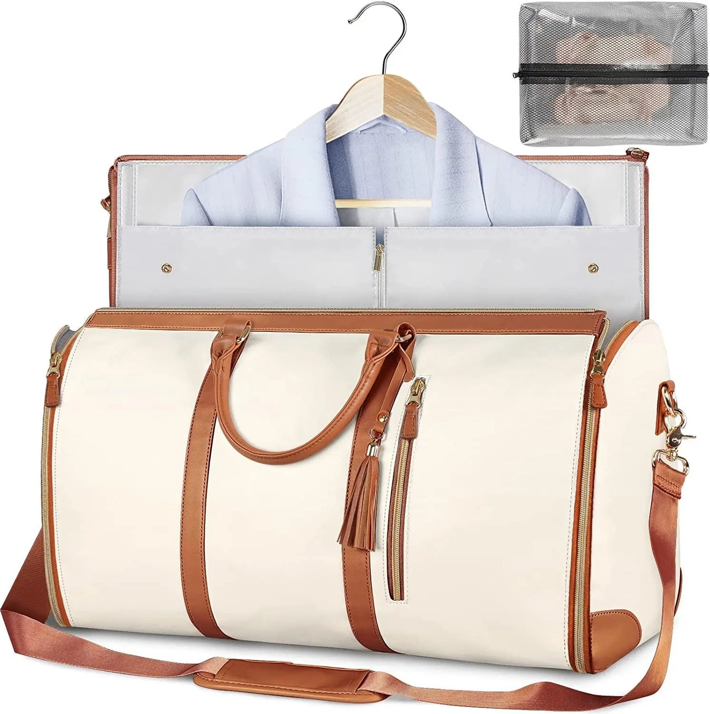 Travel Garment Bag – Foldable PU Leather Suit Carrier for Wrinkle-Free & Stylish Travel BULLCAPTAIN