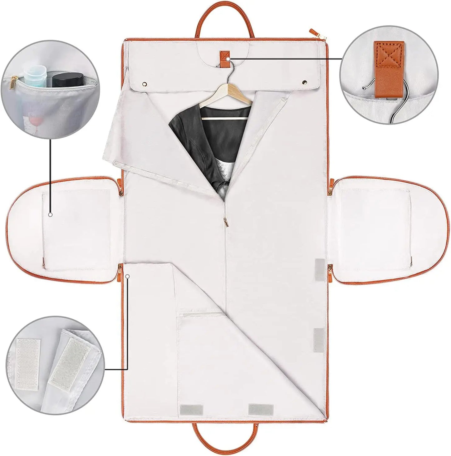 Travel Garment Bag – Foldable PU Leather Suit Carrier for Wrinkle-Free & Stylish Travel BULLCAPTAIN
