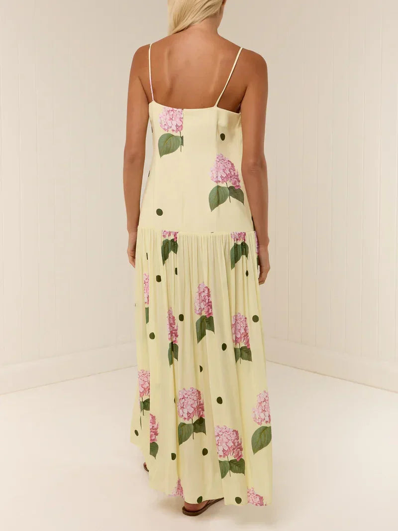 Polka Dot Floral Print Midi Dress Olympus London