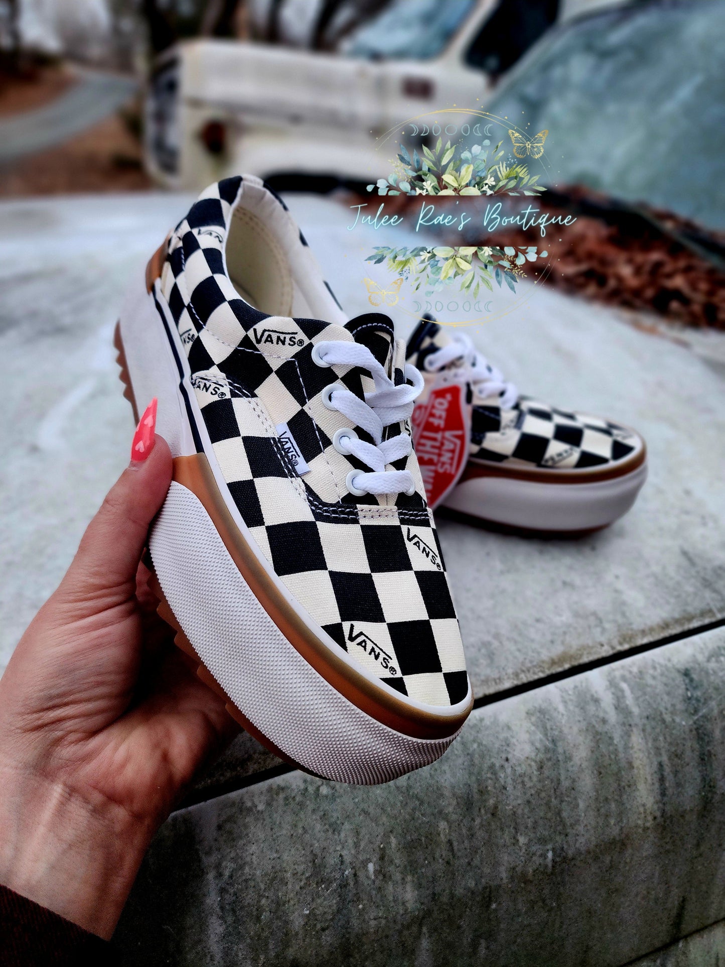 Checkered Tie Platform Shose