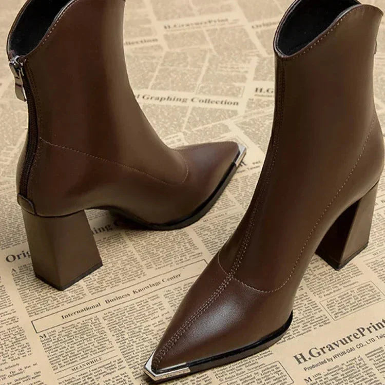SIENNA CHROME LEATHER BOOTS Olympus London