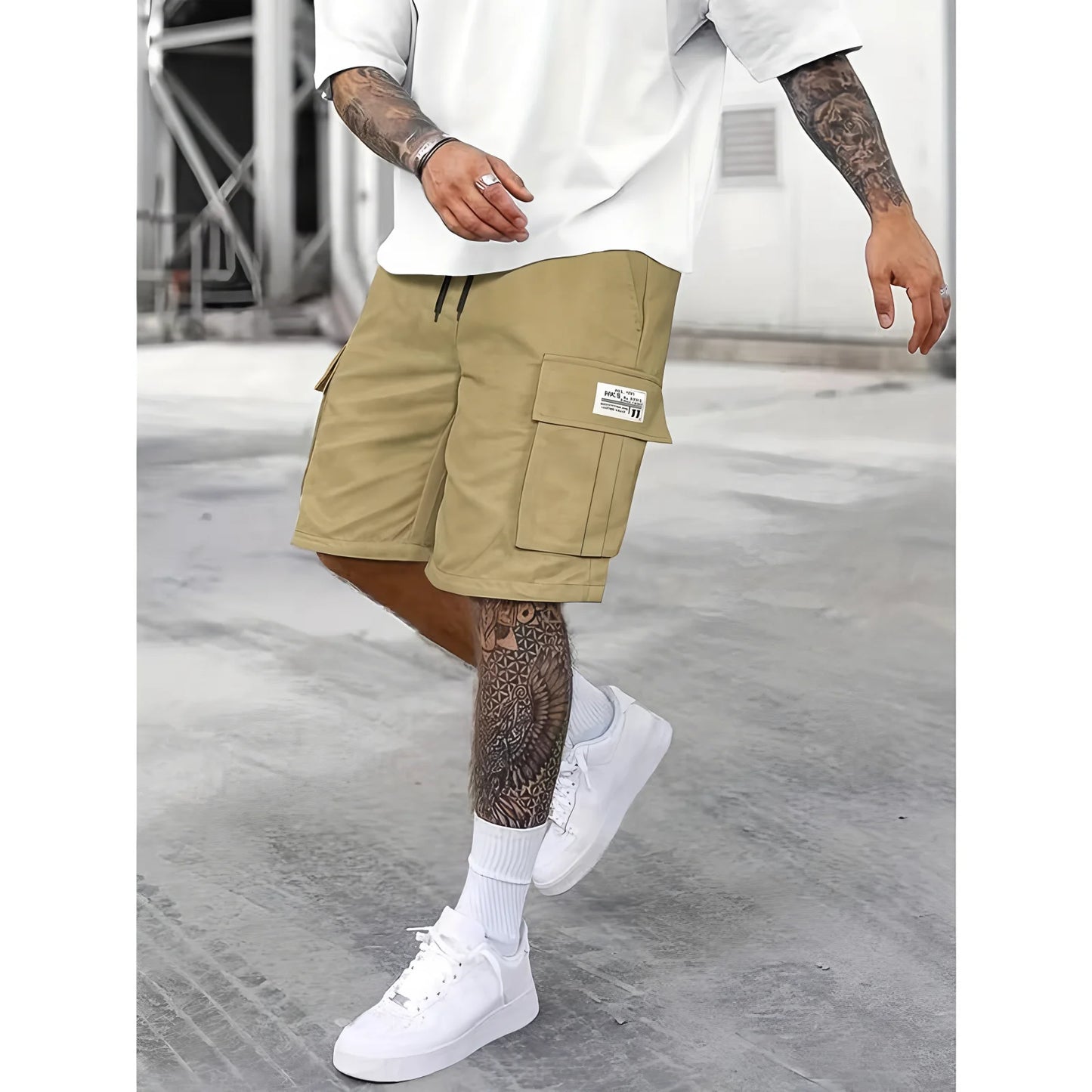 Men's multi-pocket work shorts yellow