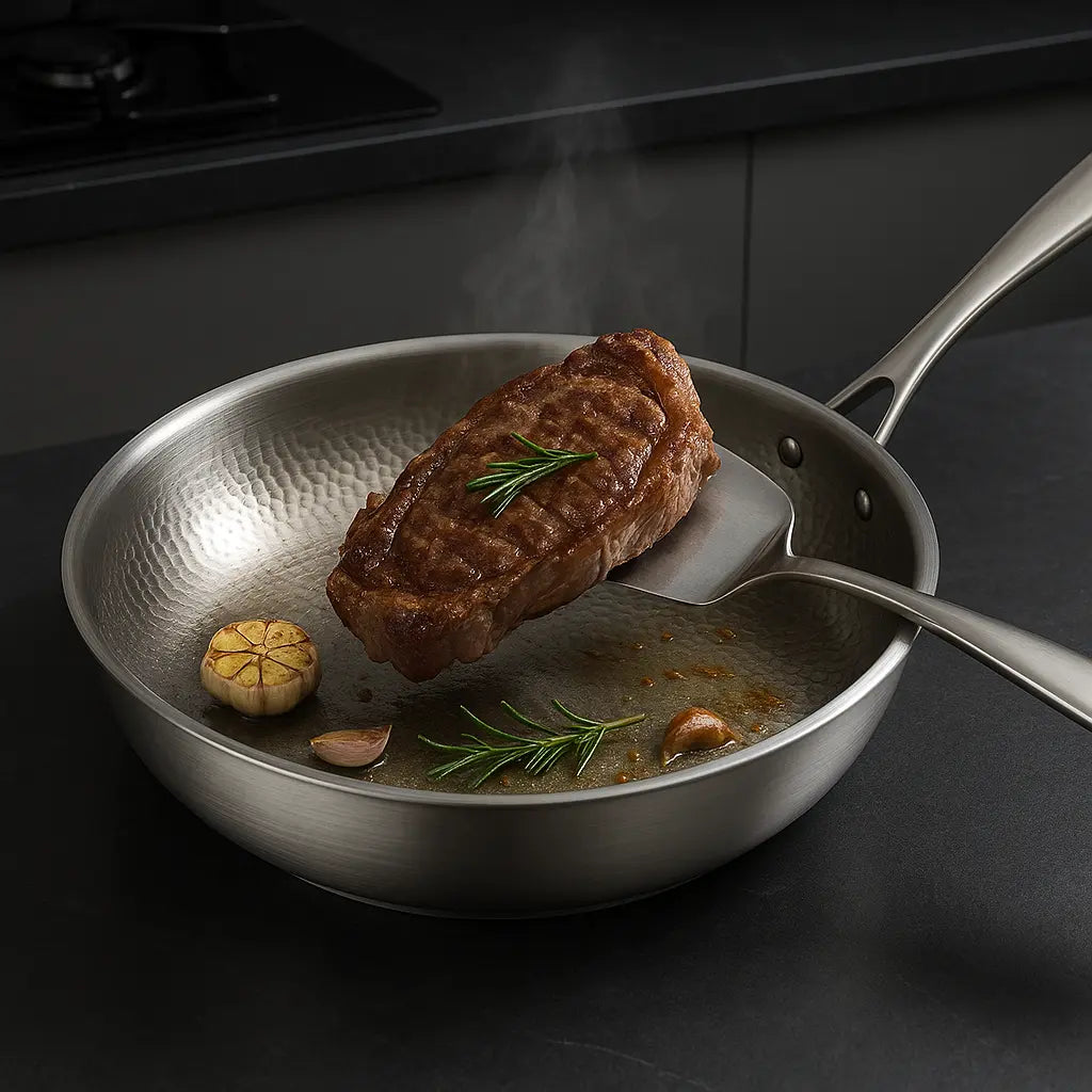 Titan Premium Frying Pan – Non-Coated Hammered Titanium Pan for All Hobs Including Induction BULLCAPTAIN