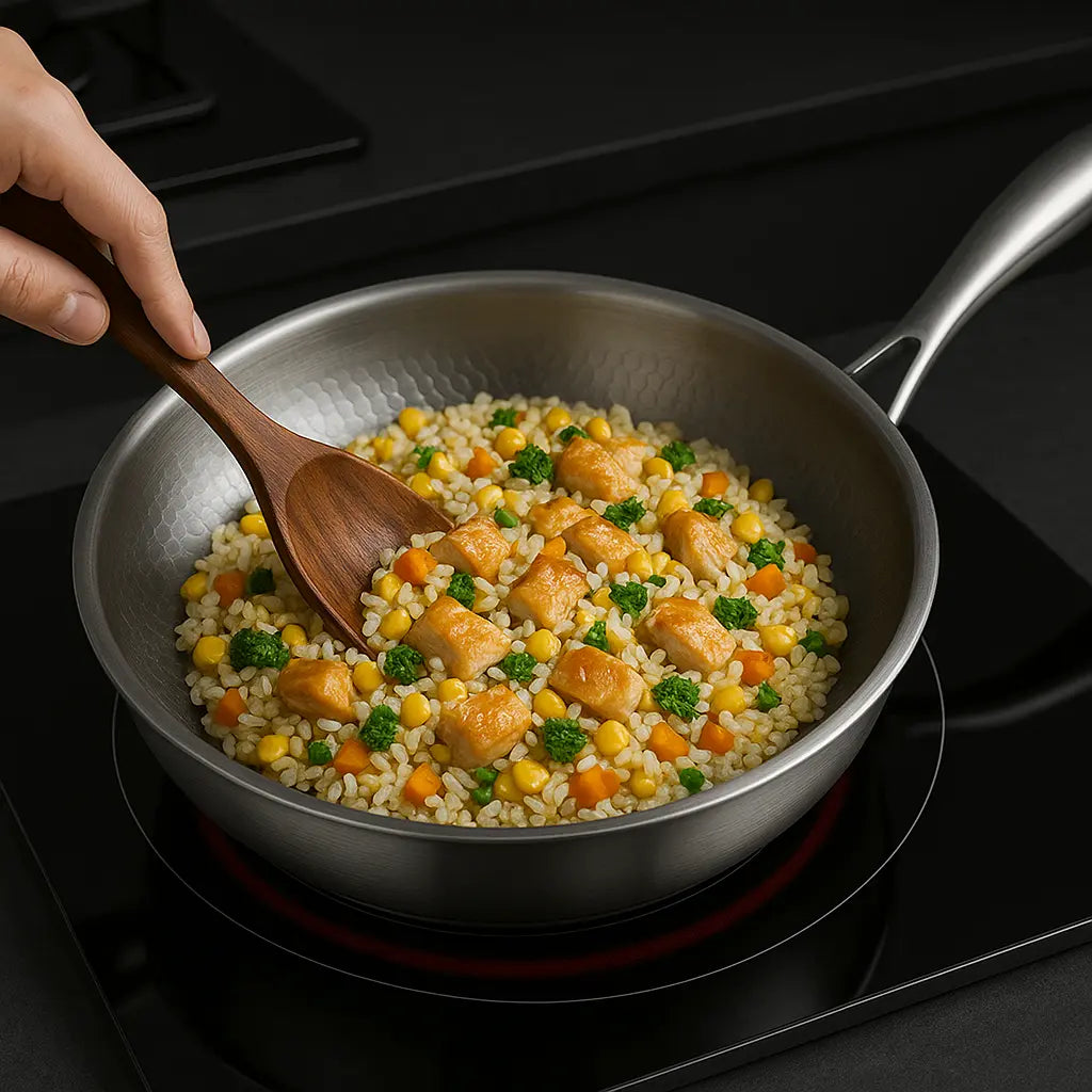 Titan Premium Frying Pan – Non-Coated Hammered Titanium Pan for All Hobs Including Induction BULLCAPTAIN