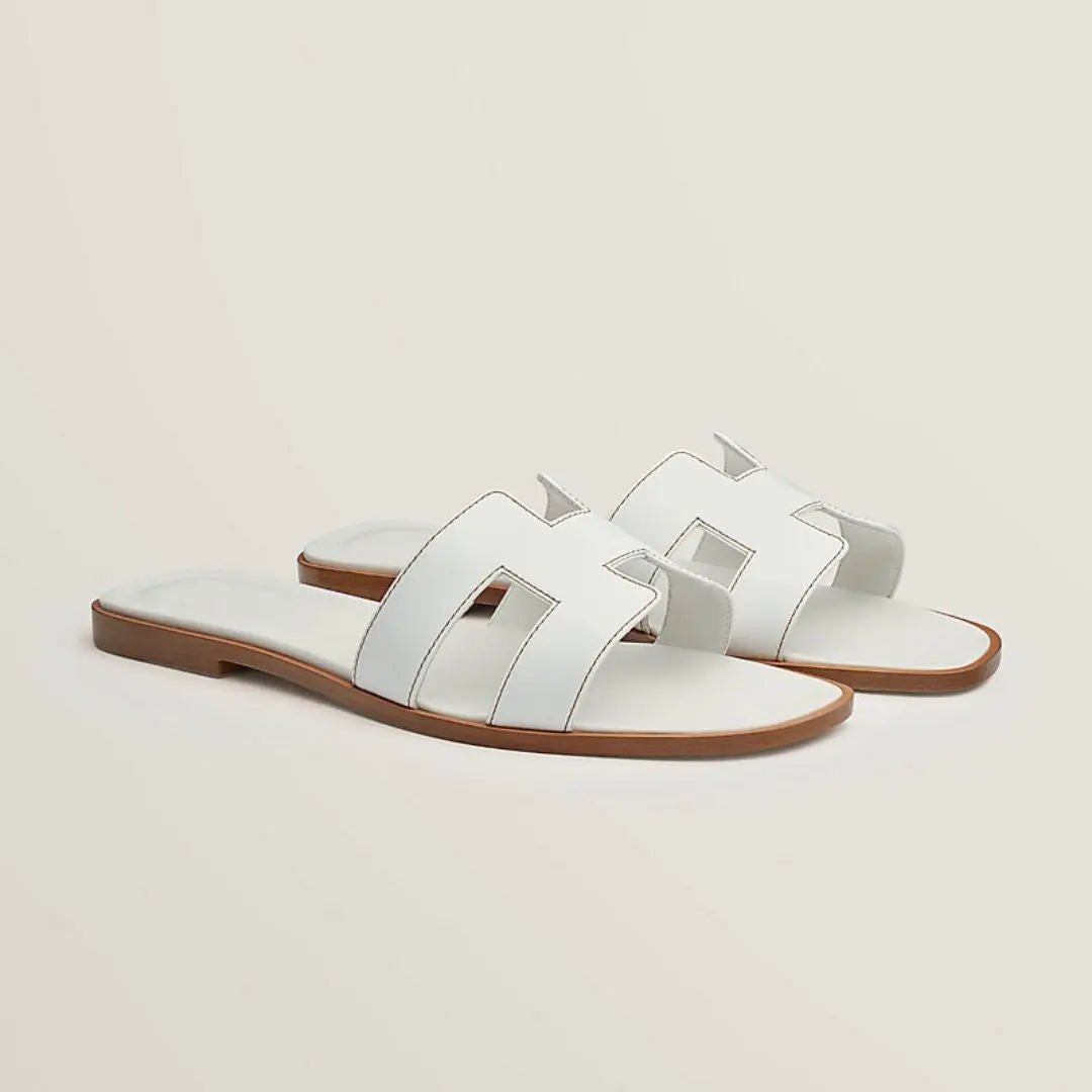 Leather Flat Sandals with Cut Out Strap BULLCAPTAIN