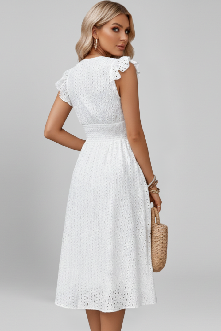 Women's dress with V neckline - back view