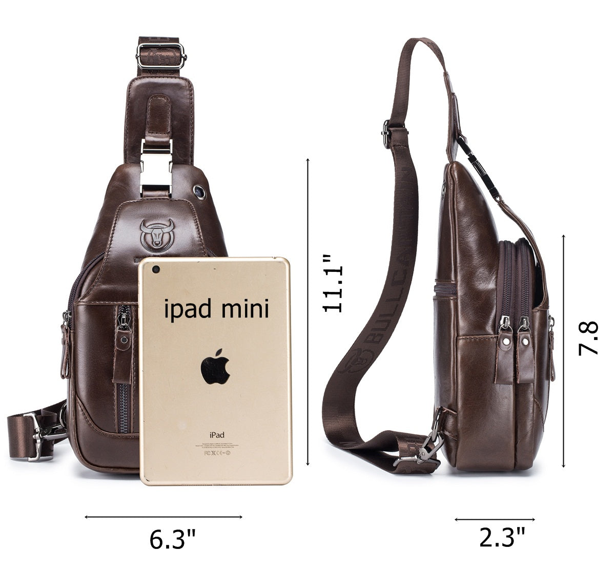Leather Men Sling Crossbody Chest Bag  Travel Shoulder Backpack
