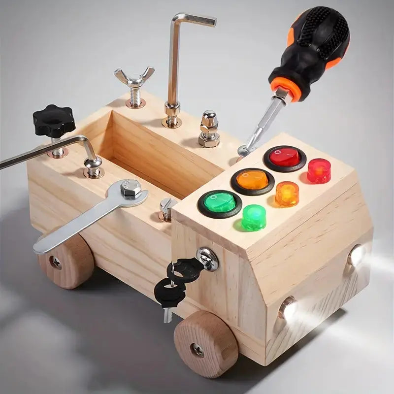 Montessori Busy Board – Interdraft Wooden Learning Toy for Fine Motor Skills & Cognitive Development (Ages 3–12) BULLCAPTAIN