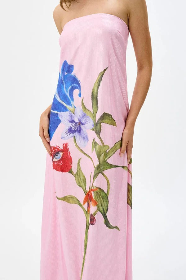 Special Night Sequin Floral Print Off Shoulder A-line Maxi Dress Olympus London