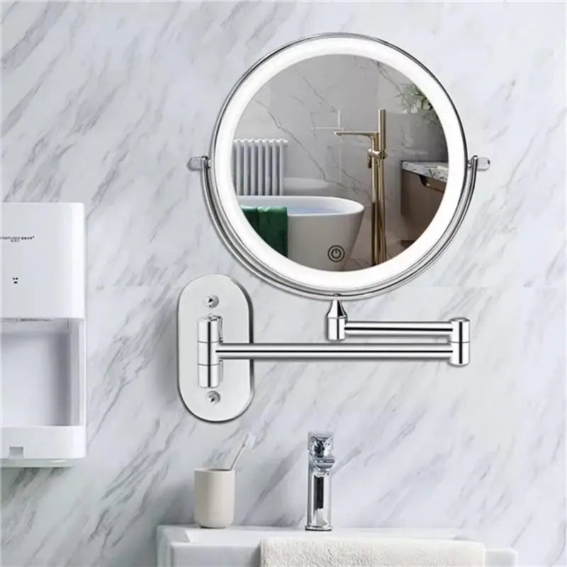 Evida LED Magnifying Mirror with Chrome Finish – Rechargeable Vanity Mirror for Precise Makeup & Skincare BULLCAPTAIN
