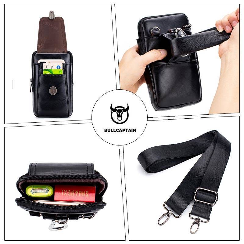 Leather Mini Shoulder Bag Belt Clip Holster Cell Phone Pouch