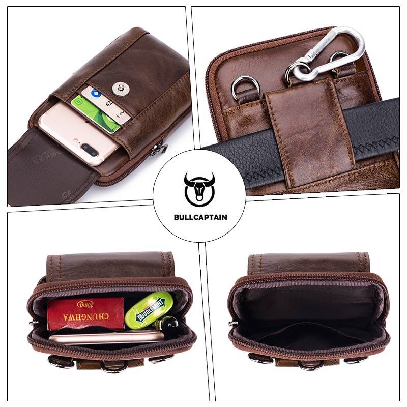 Leather Mini Shoulder Bag Belt Clip Holster Cell Phone Pouch