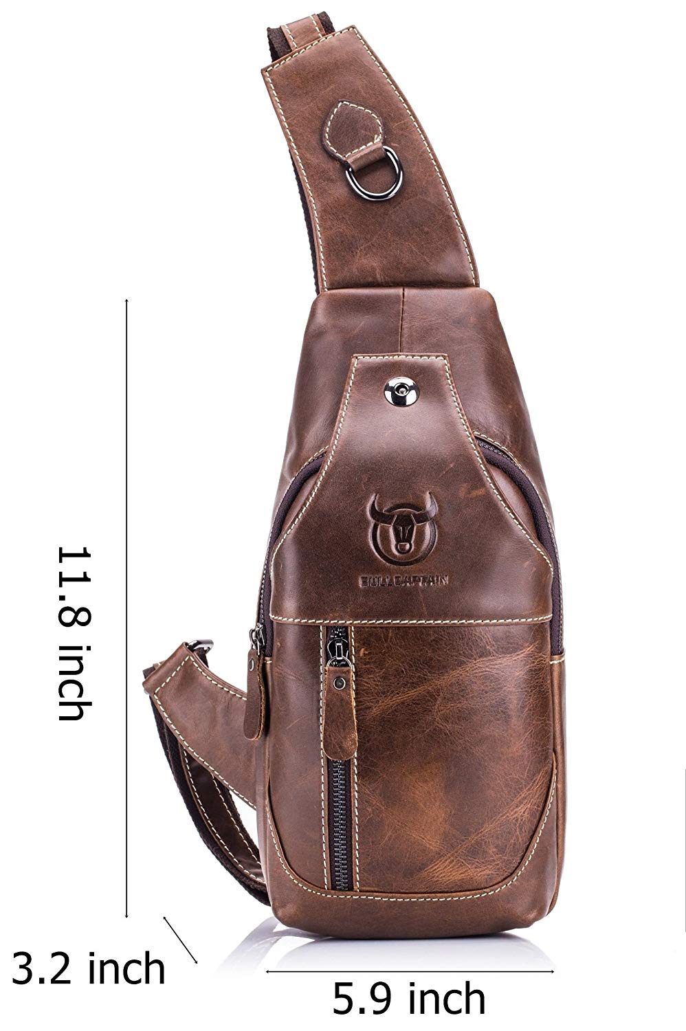 Men Sling Backpack Leather Shoulder Crossbody Chest Bag