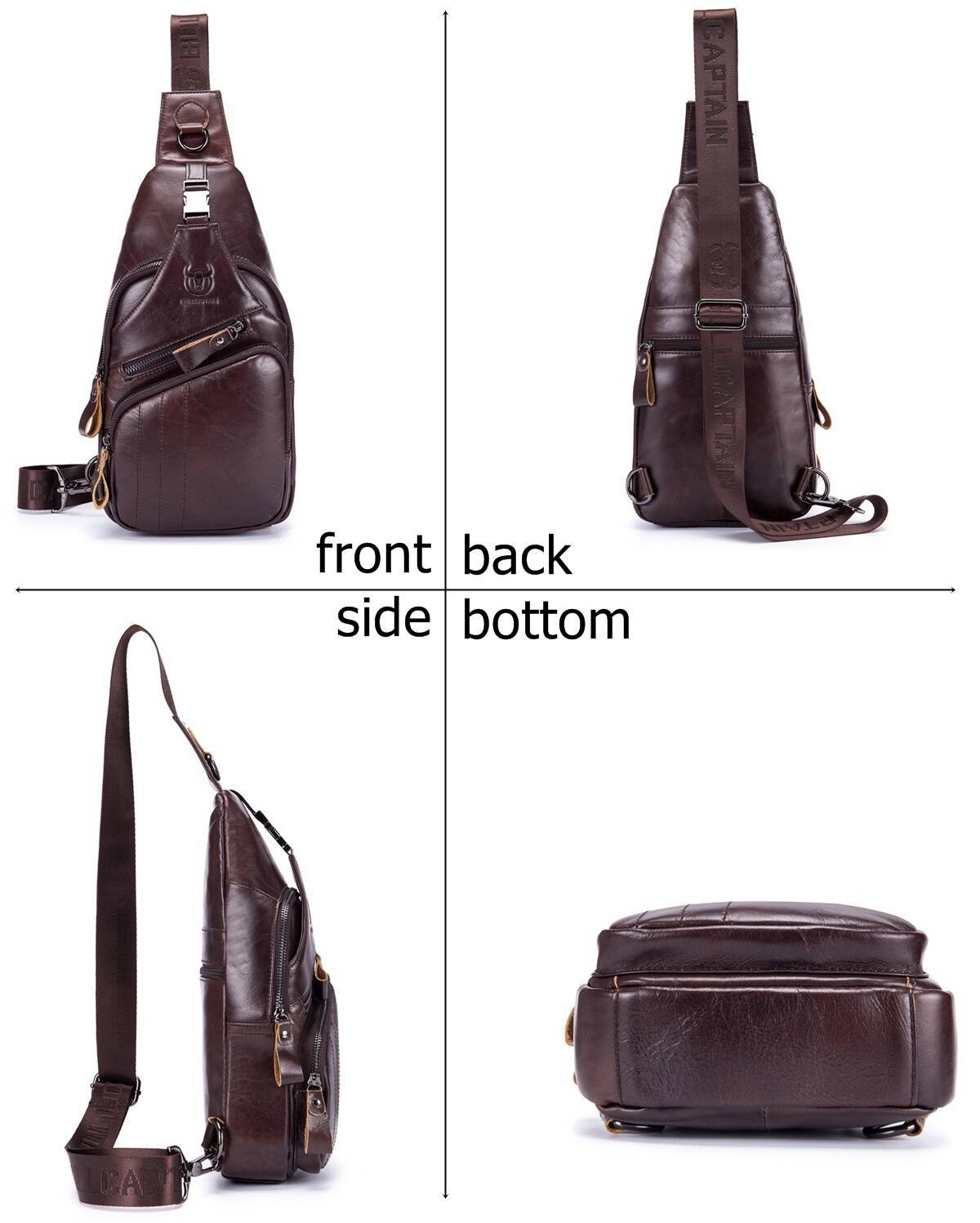Men Shoulder Bag Sling Backpack Leather Casual Crossbody Bag