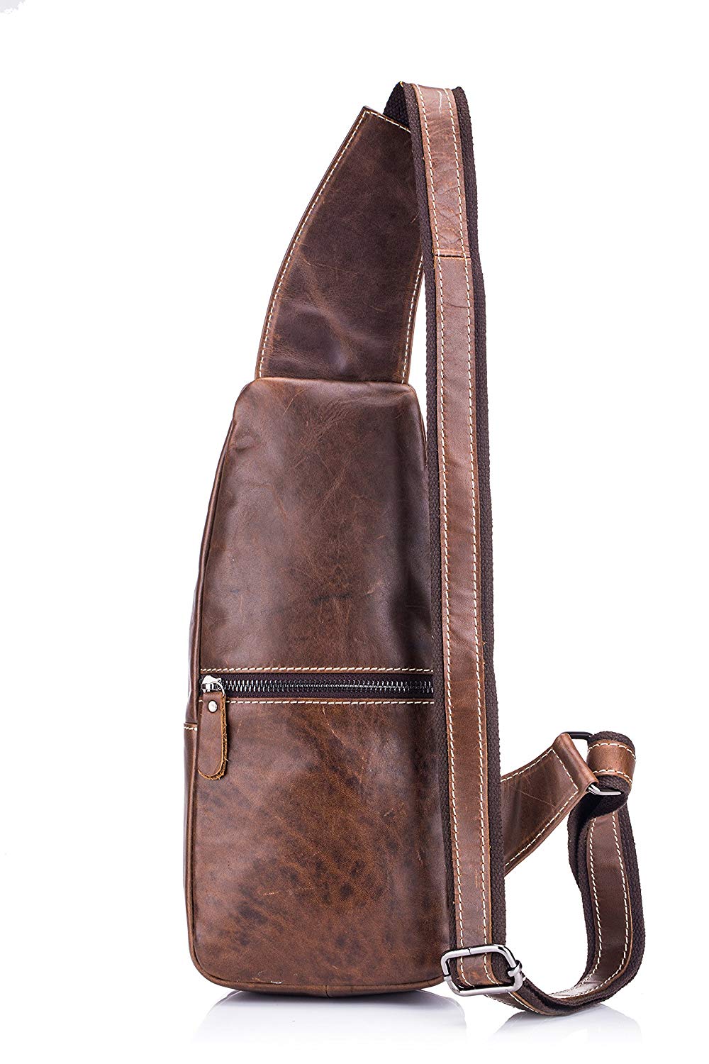Men Sling Backpack Leather Shoulder Crossbody Chest Bag