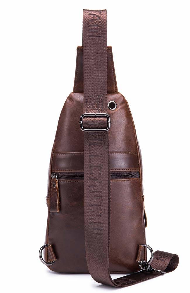 Leather Men Cross Body Shoulder Bag Chest Pack