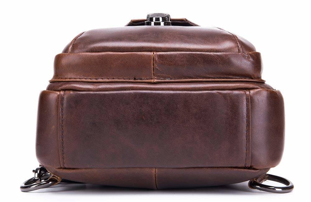 Leather Men Cross Body Shoulder Bag Chest Pack