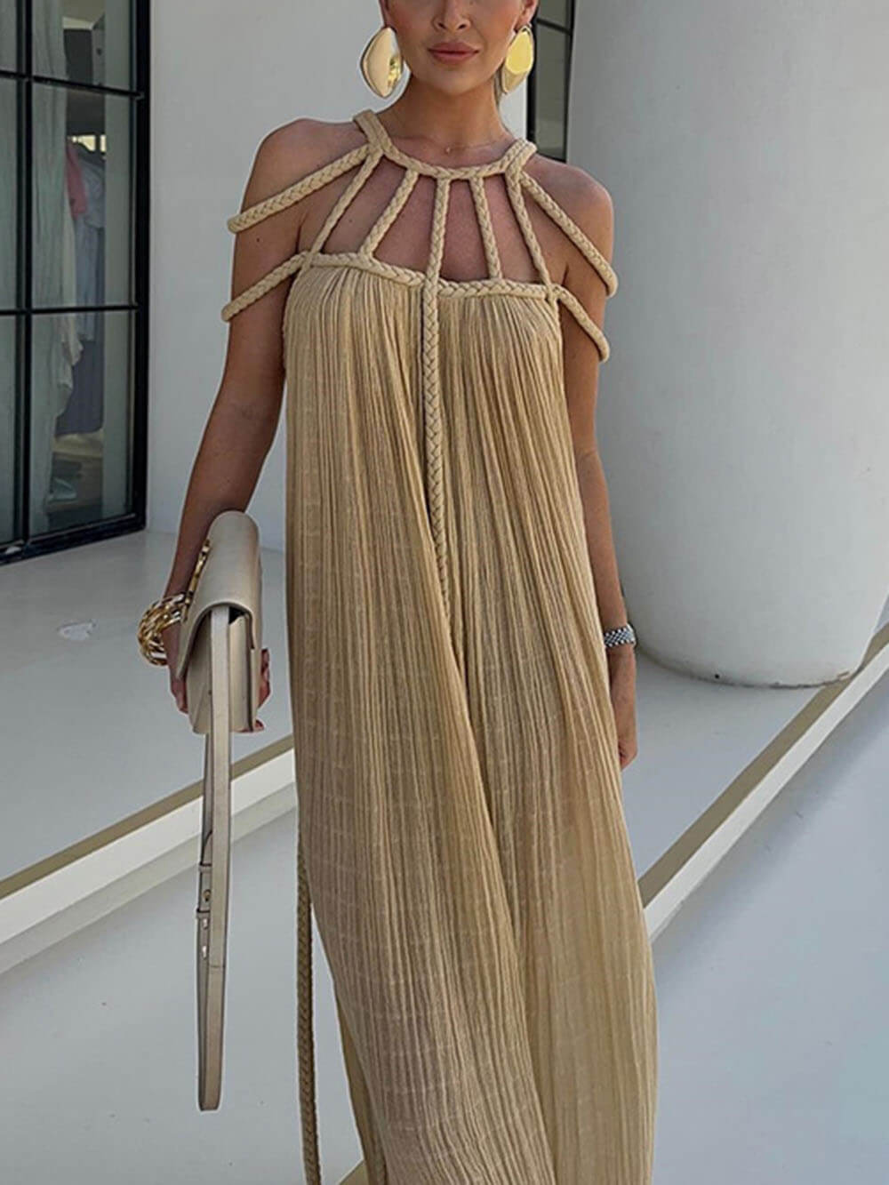 Cover Up Draped Braids Maxi Dress Olympus London