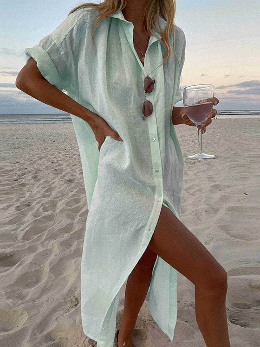 Concept Simple Maxi Shirt Dress Olympus London