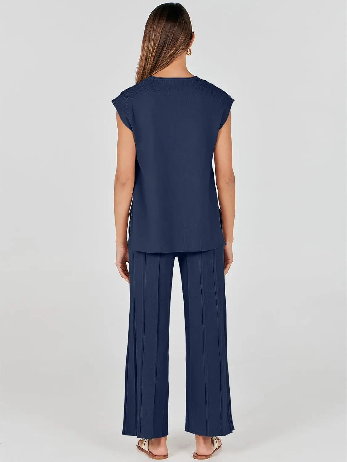 Alvira Women's Two-Piece Set – Relaxed Top & Wide-Leg Trousers