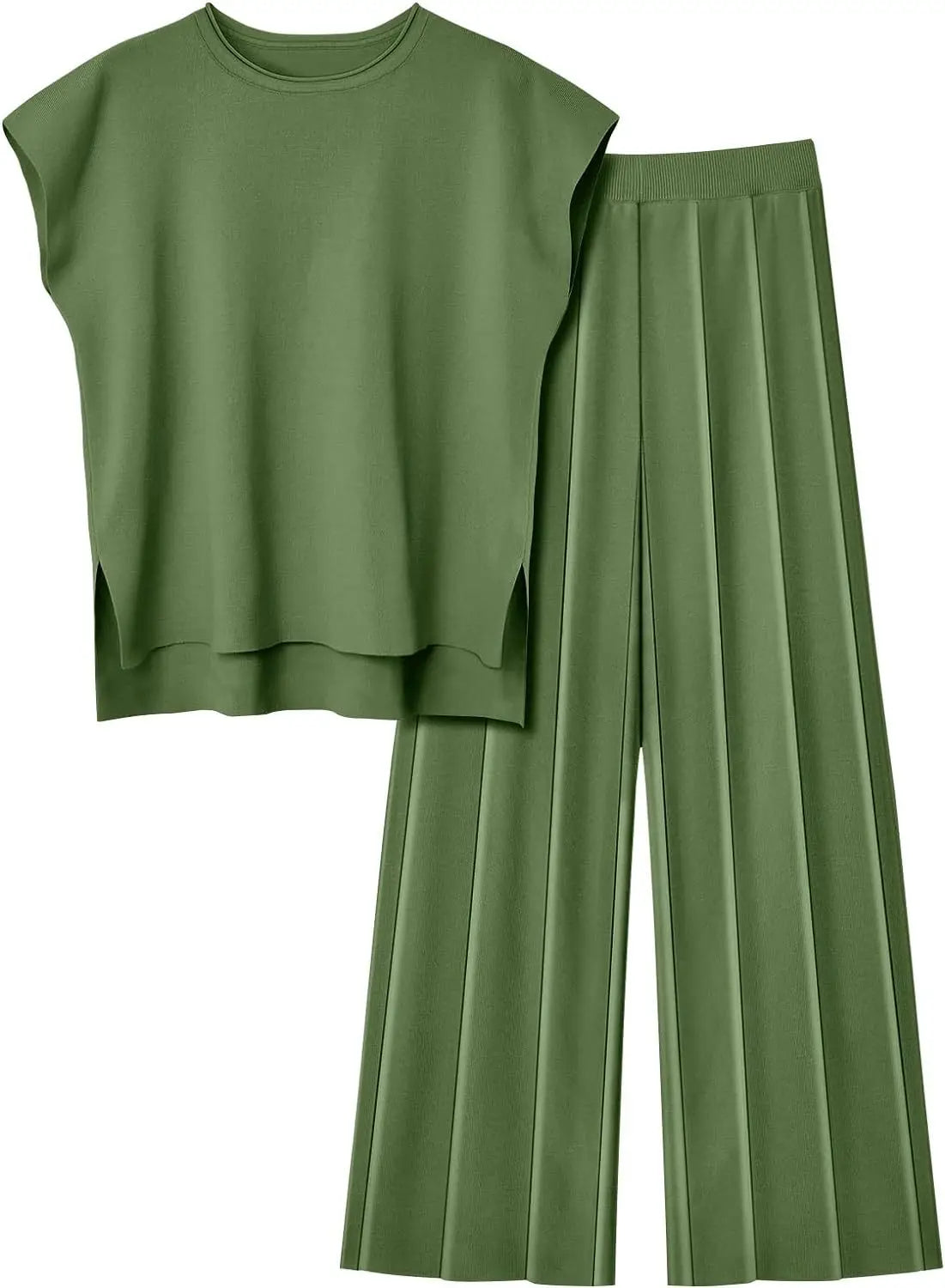 Alvira Women's Two-Piece Set – Relaxed Top & Wide-Leg Trousers